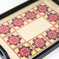 Embroidered Serving Tray - Red and Yellow