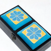 Wooden Box with Blue Embroidery 