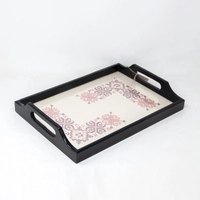 Wooden Serving Tray with Hand Embroidery