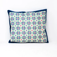 Navy Blue Embroidered Cushion Cover