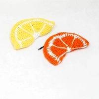 Crochet Clutch Bag - Lemon & Orange - Orange
