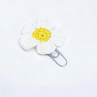 Crochet Paper Clip - Different Designs - White & Yellow Flower