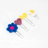 Crochet Paper Clip - Different Designs - White & Yellow Flower