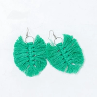 Tassels Macrame Earrings- Green & Gray - Gray