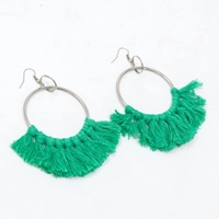 Macrame Hoop Earrings - Green