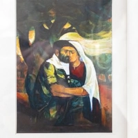 Frame with Palestinian Embroidery and Painting