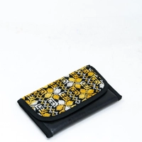 Trifold Embroidered Wallet- Multi Patterns - Yellow & White