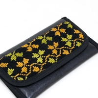 Trifold Embroidered Wallet- Multi Patterns - Yellow & White