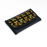 Trifold Embroidered Wallet- Multi Patterns - Yellow & White