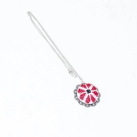 Embroidered Necklace - Red Flower - Design 2