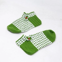 Green & White Crochet Slippers