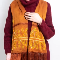 Orange Scarf with Hand Embroidery