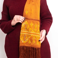 Orange Scarf with Hand Embroidery