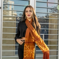 Orange Scarf with Hand Embroidery