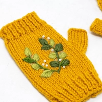 Fingerless Crochet Gloves - Multi Patterns - Green Leaves