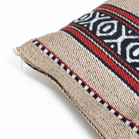 Decorative Cushion with Bedouin Embroidery - Multicolor - Beige & White