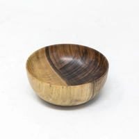 Round Wood Bowl - Dark Brown & Beige