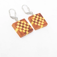 Wooden Mosaic Earrings - Multi Design - Pattern 10