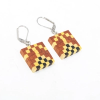 Wooden Mosaic Earrings - Multi Design - Pattern 10