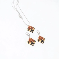 Wooden Necklace & Earrings Set - Multi Pattern - Pattern 2