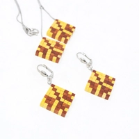 A Set of Wooden Necklace & Earrings - Multi Pattern - Pattern 5