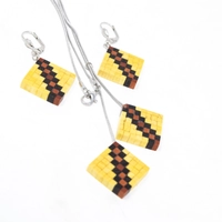 A Set of Wooden Necklace & Earrings - Multi Pattern - Pattern 5