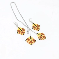 A Set of Wooden Necklace & Earrings - Multi Pattern - Pattern 5