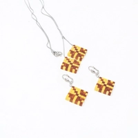 A Set of Wooden Necklace & Earrings - Multi Pattern - Pattern 5