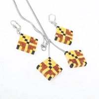 A Set of Wooden Necklace & Earrings - Multi Pattern - Pattern 5