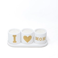 Set of Three Concrete Candles - I Love Mom