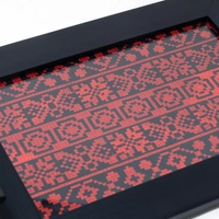 Wooden Tray with Peasant Embroidery