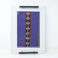 Wooden Tray with Bedouin Patterns - White & Purple