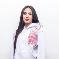 White Embroidered Hoodie - Shemagh Pattern - XL