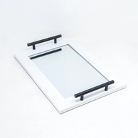 Wood Mirror Tray - Multicolor - White & Black