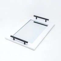 Wood Mirror Tray - Multicolor - White & Black