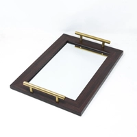 Wood Mirror Tray - Multicolor - White & Black