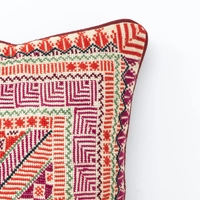 Red Embroidered Cushion Cover - Multi Pattern - Pattern 2 (Black)