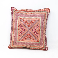 Red Embroidered Cushion Cover - Multi Pattern - Pattern 2 (Black)