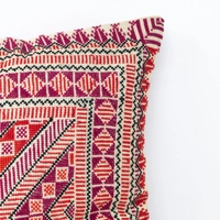 Red Embroidered Cushion Cover - Multi Pattern - Pattern 2 (Black)