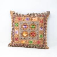 Embroidered Cushion Cover - Multicolor - Brown