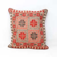 Embroidered Cushion Cover - Multicolor - Brown