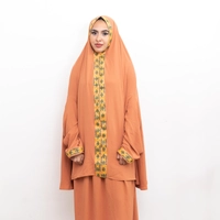 Embroidered Prayer Dress - Reddish Orange