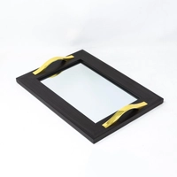 Mirror Tray with Colored Frame - Multicolors - Gold & White