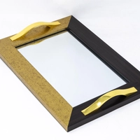 Mirror Tray with Colored Frame - Multicolors - Gold & White