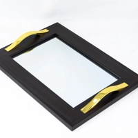 Mirror Tray with Colored Frame - Multicolors - Gold & White