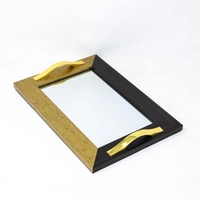 Mirror Tray with Colored Frame - Multicolors - Gold & White