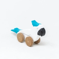 Wooden Parrot Toy on Wheels - Several Colors - Blue