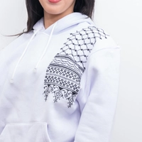 White Embroidered Hoodie - Kofeyh Pattern - XL