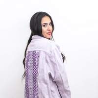 Oversized Lavender Denim Jacket - Embroidered Back