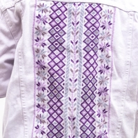 Oversized Lavender Denim Jacket - Embroidered Back